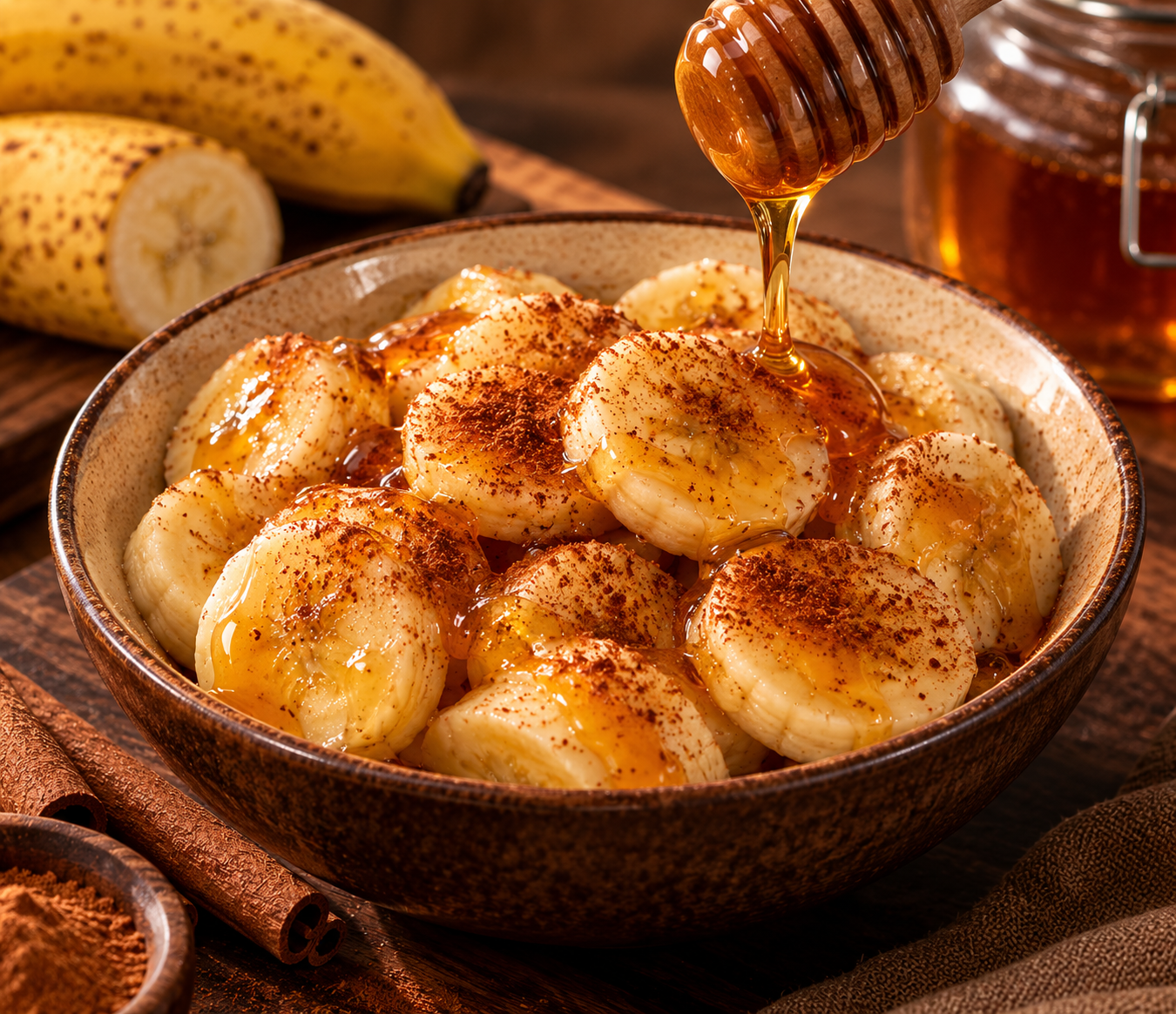 Banana com mel e canela